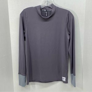 Steve Madden Long Sleeve Mock Neck Pullover Thumbholes Plum & Gray Size Small